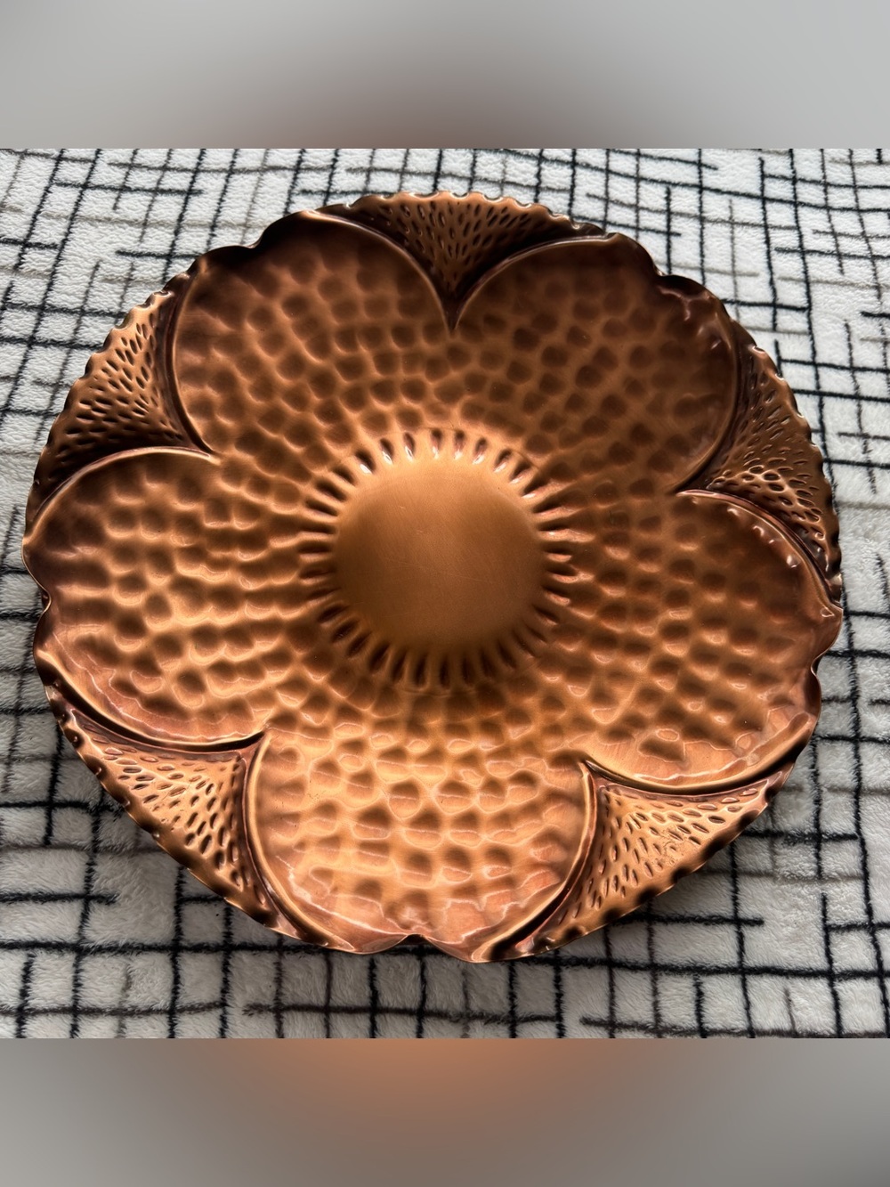 Vintage Gregorian Solid Copper Hand-Hammered Flower Bowl